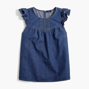 J. Crew Factory | Chambray pleated ruffle top